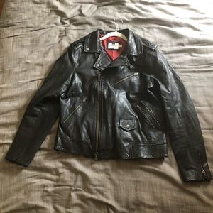 Topman Black Leather Biker Jacket
